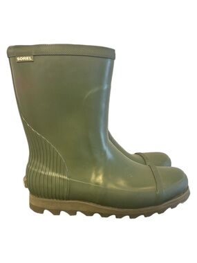 Sorel Olive Green Joan Of Arctic Short Wedge Rain Boots Women’s Size 10.